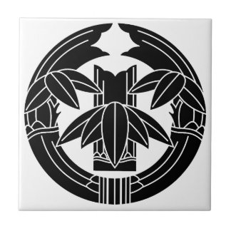 Cut bamboo in embracing bamboo leaves tegeltje