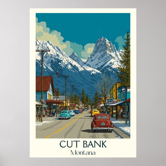 Cut Bank Montana Glacier Gateway Art Poster (Voorkant)
