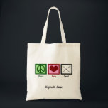 Cut Baton Twirler Persoonlijke Majorette Tote Bag<br><div class="desc">Cute gift voor een slager. Majorettes zal van dit vredesteken, hart en slagerontwerp houden. Peace Love Twirl met je monogram.</div>