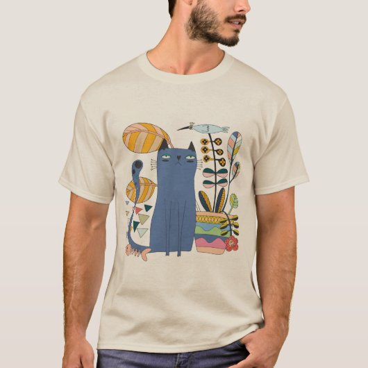 'cut cat and bird' t-shirt (Voorkant)