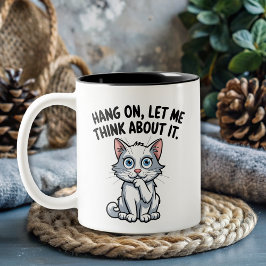 Cut Cat Hang On laat me erover nadenken Tweekleurige Koffiemok