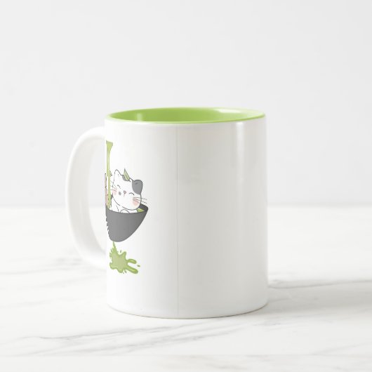 Cut Cat Matcha's Mug Tweekleurige Koffiemok (Voorkant links)