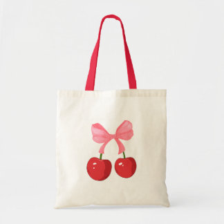 cut cherry design canvas tas