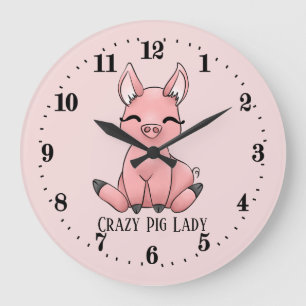 cut crazy pig lady add text Country Grote Klok