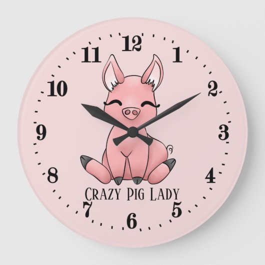 cut crazy pig lady add text Country Grote Klok (Voorkant)