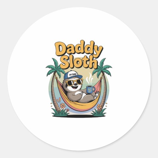 Cut Daddy Sloth Vader Ronde Sticker (Voorkant)