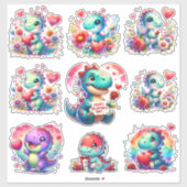 Cut Dinosaurs Valentijn Custom-Cut Vinyl Sticker (Vel)