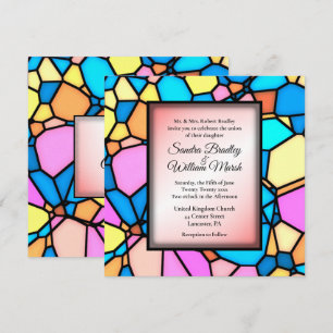 Cut Glass Mosaic Wedding Invitation Kaart