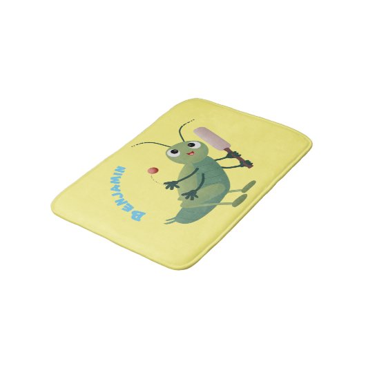 Cut green cricket insect cartoon illustratie badmat (Gekanteld)
