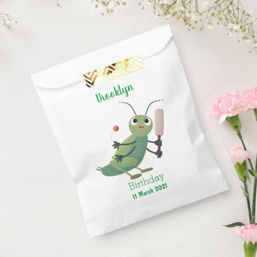 Cut green cricket insect cartoon illustratie bedankzakje (Gezegeld)