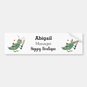 Cut green cricket insect cartoon illustratie bumpersticker