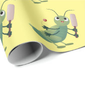 Cut green cricket insect cartoon illustratie cadeaupapier (Rol Hoek)