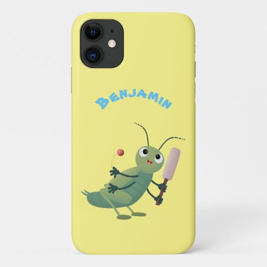 Cut green cricket insect cartoon illustratie Case-Mate iPhone case (Achterkant)