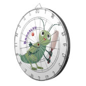 Cut green cricket insect cartoon illustratie dartbord (Voorkant Rechts)