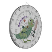 Cut green cricket insect cartoon illustratie dartbord (Voorkant Links)