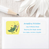 Cut green cricket insect cartoon illustratie etiket (Insitu)