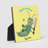 Cut green cricket insect cartoon illustratie fotoplaat (Voorkant)