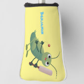 Cut green cricket insect cartoon illustratie golfheadcover (Draai 90)