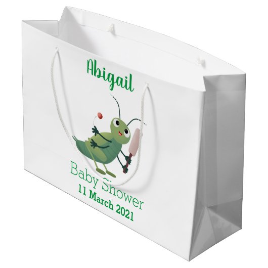 Cut green cricket insect cartoon illustratie groot cadeauzakje (Achterkant Gekanteld)