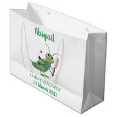 Cut green cricket insect cartoon illustratie groot cadeauzakje (Voorkant Gekanteld)