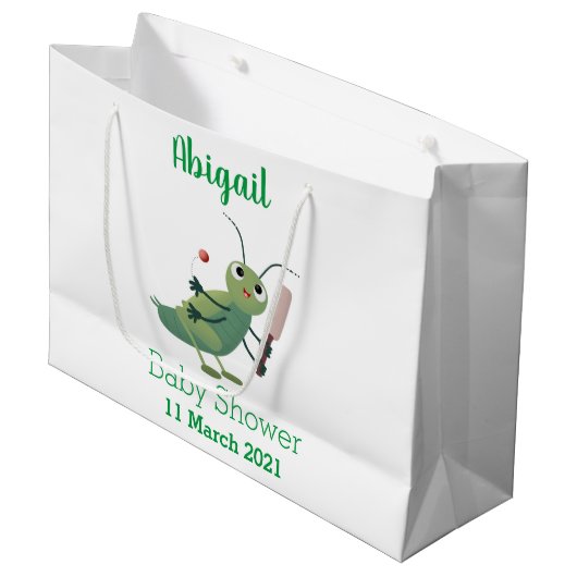 Cut green cricket insect cartoon illustratie groot cadeauzakje (Voorkant Gekanteld)