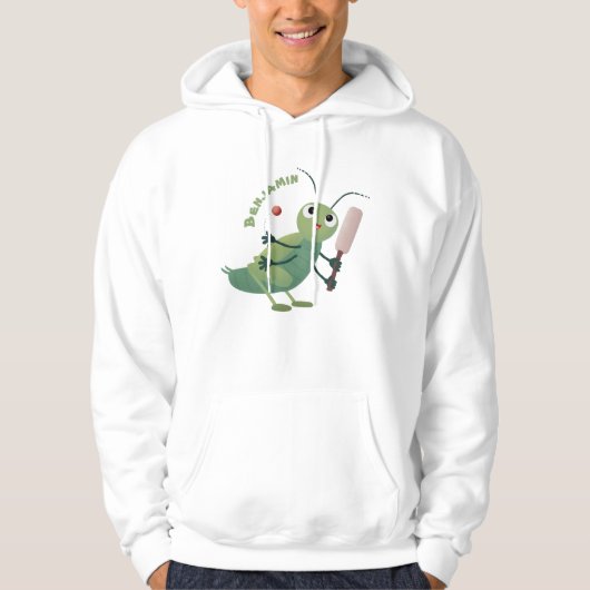 Cut green cricket insect cartoon illustratie hoodie (Voorkant)