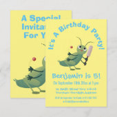 Cut green cricket insect cartoon illustratie kaart (Voorkant / Achterkant)