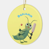 Cut green cricket insect cartoon illustratie keramisch ornament (Links)