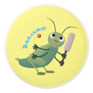 Cut green cricket insect cartoon illustratie keramische knop