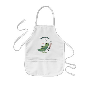 Cut green cricket insect cartoon illustratie kinder schort