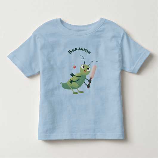 Cut green cricket insect cartoon illustratie kinder shirts (Voorkant)