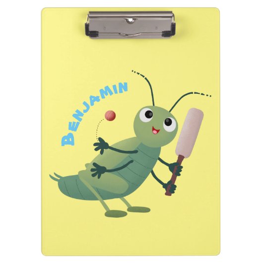 Cut green cricket insect cartoon illustratie klembord (Voorkant)