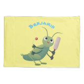 Cut green cricket insect cartoon illustratie kussensloop (Achterkant)