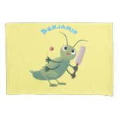 Cut green cricket insect cartoon illustratie kussensloop (Voorkant)