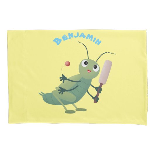 Cut green cricket insect cartoon illustratie kussensloop (Voorkant)