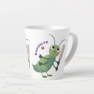 Cut green cricket insect cartoon illustratie latte mok