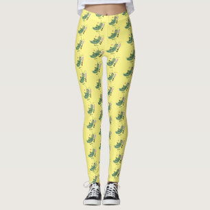 Cut green cricket insect cartoon illustratie leggings