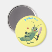 Cut green cricket insect cartoon illustratie magneet (Voorkant / Achterkant)