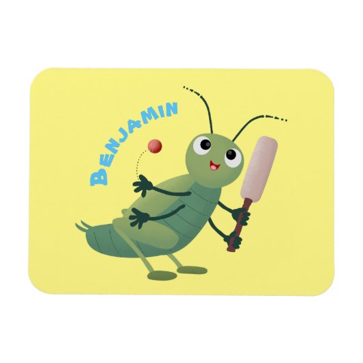 Cut green cricket insect cartoon illustratie magneet (Horizontaal)