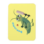 Cut green cricket insect cartoon illustratie magneet (Verticaal)