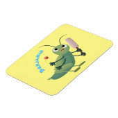 Cut green cricket insect cartoon illustratie magneet (Linkerzijde)