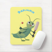 Cut green cricket insect cartoon illustratie muismat (Met muis)