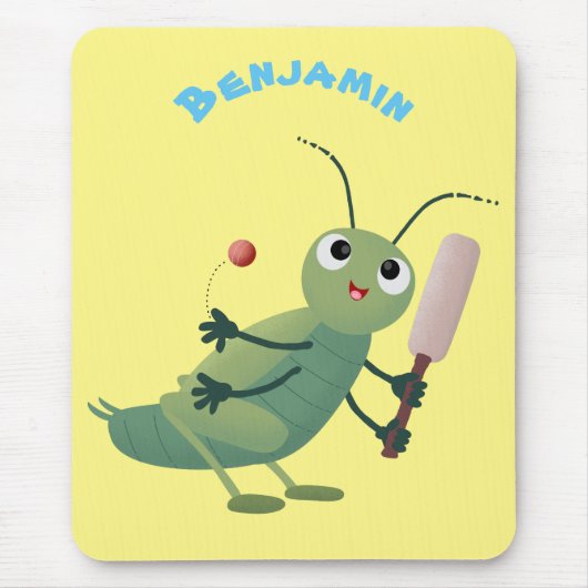 Cut green cricket insect cartoon illustratie muismat (Voorkant)
