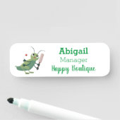 Cut green cricket insect cartoon illustratie naamplaatje (In situ)