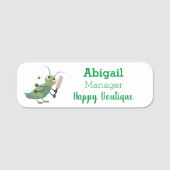 Cut green cricket insect cartoon illustratie naamplaatje (Voorkant)