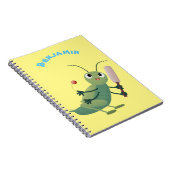 Cut green cricket insect cartoon illustratie notitieboek (Rechterzijde)
