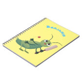 Cut green cricket insect cartoon illustratie notitieboek (Linkerzijde)