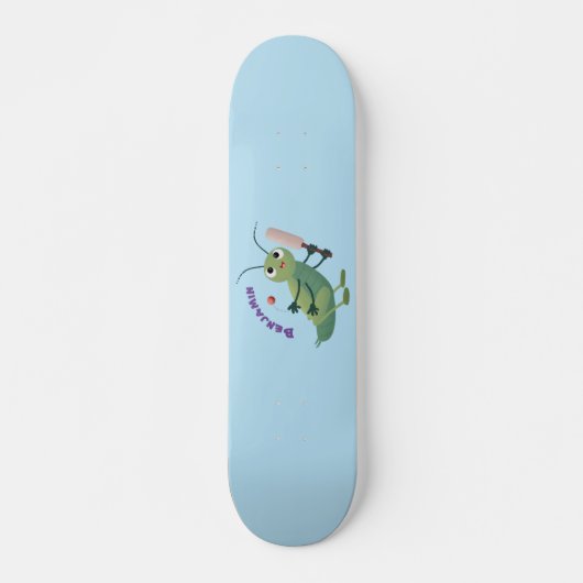 Cut green cricket insect cartoon illustratie persoonlijk skateboard (Voorkant)