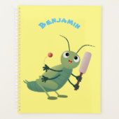 Cut green cricket insect cartoon illustratie planner (Voorkant)