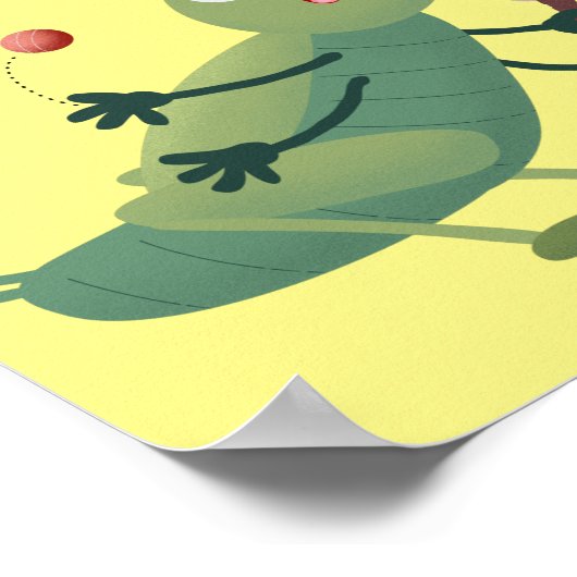 Cut green cricket insect cartoon illustratie poster (Hoek)
